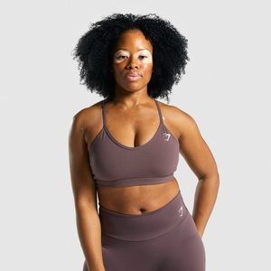 Gymshark V Neck Training Sports Bra in Brown